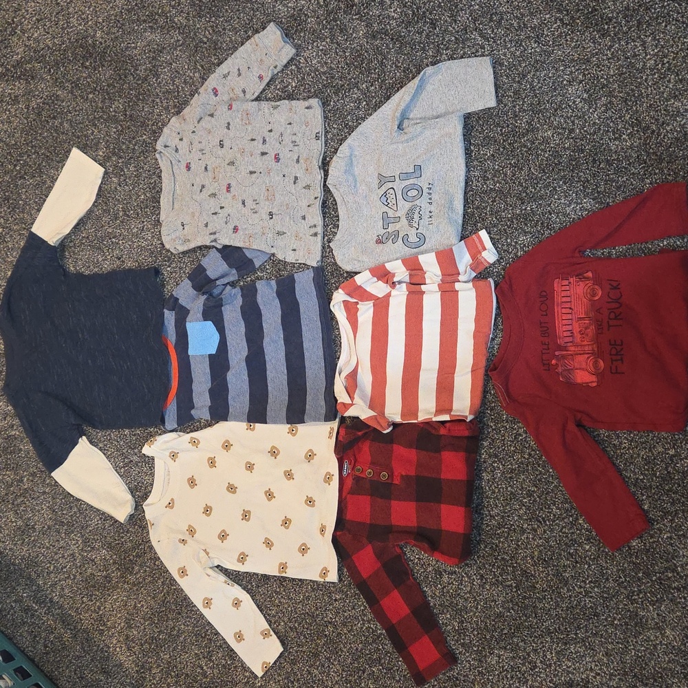 Okie Dokie Long Sleeve Shirt Set - Navy, Cream, Gray